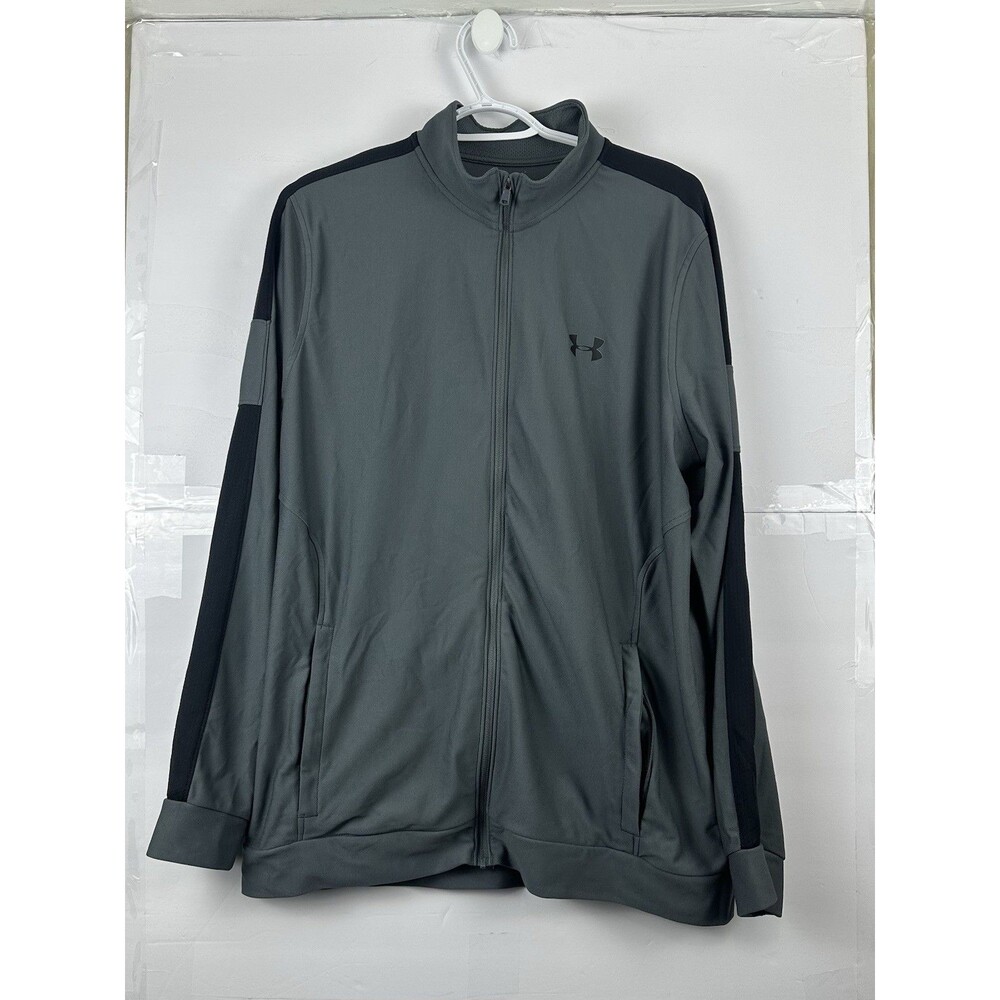 Under Armour Men's Large Full Zip Track Jacket Gray Fitted Storm ColdGear